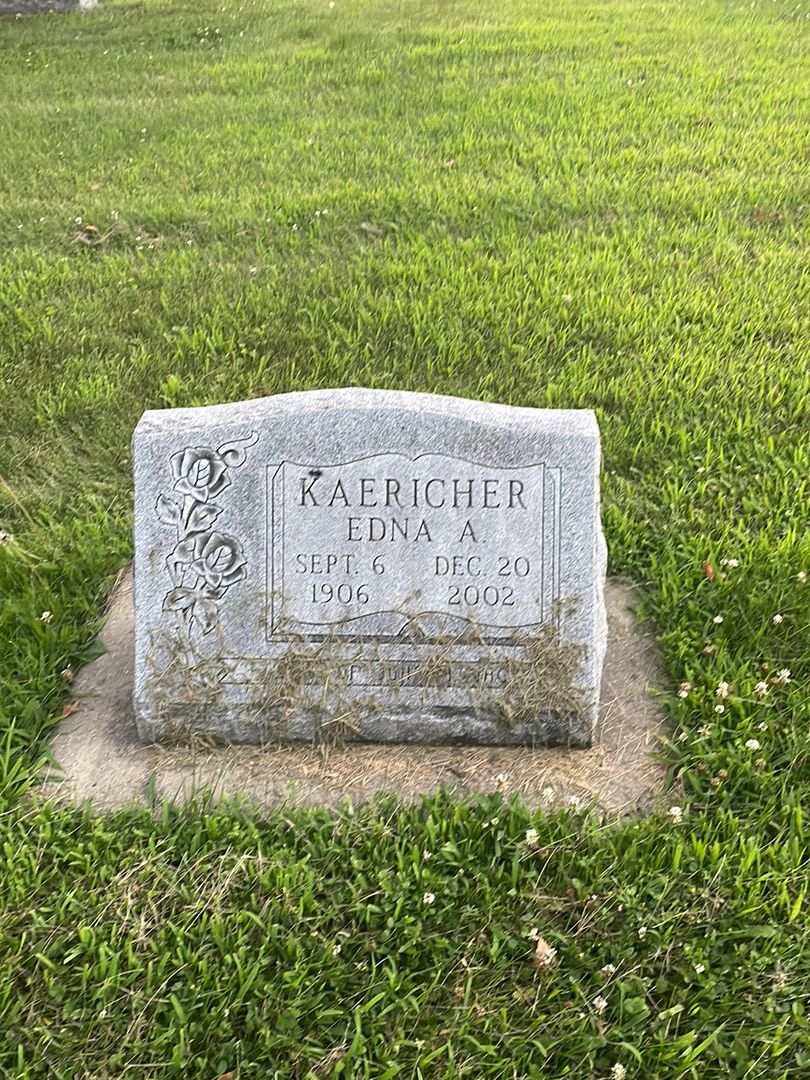 Edna A. Kaericher's grave. Photo 1